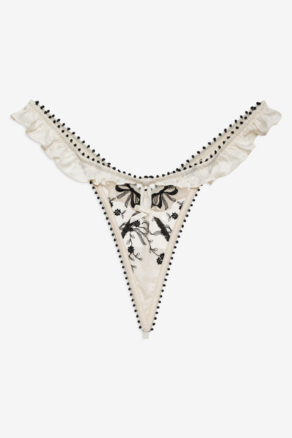 For Love and Lemons - Bow Time Thong Panty - Cream