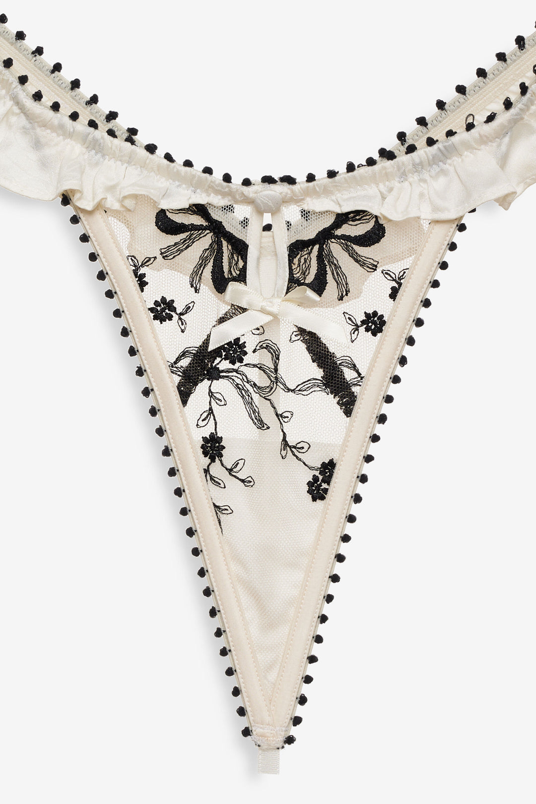 For Love and Lemons - Bow Time Thong Panty - Cream