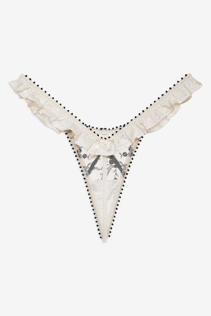 For Love and Lemons - Bow Time Thong Panty - Cream
