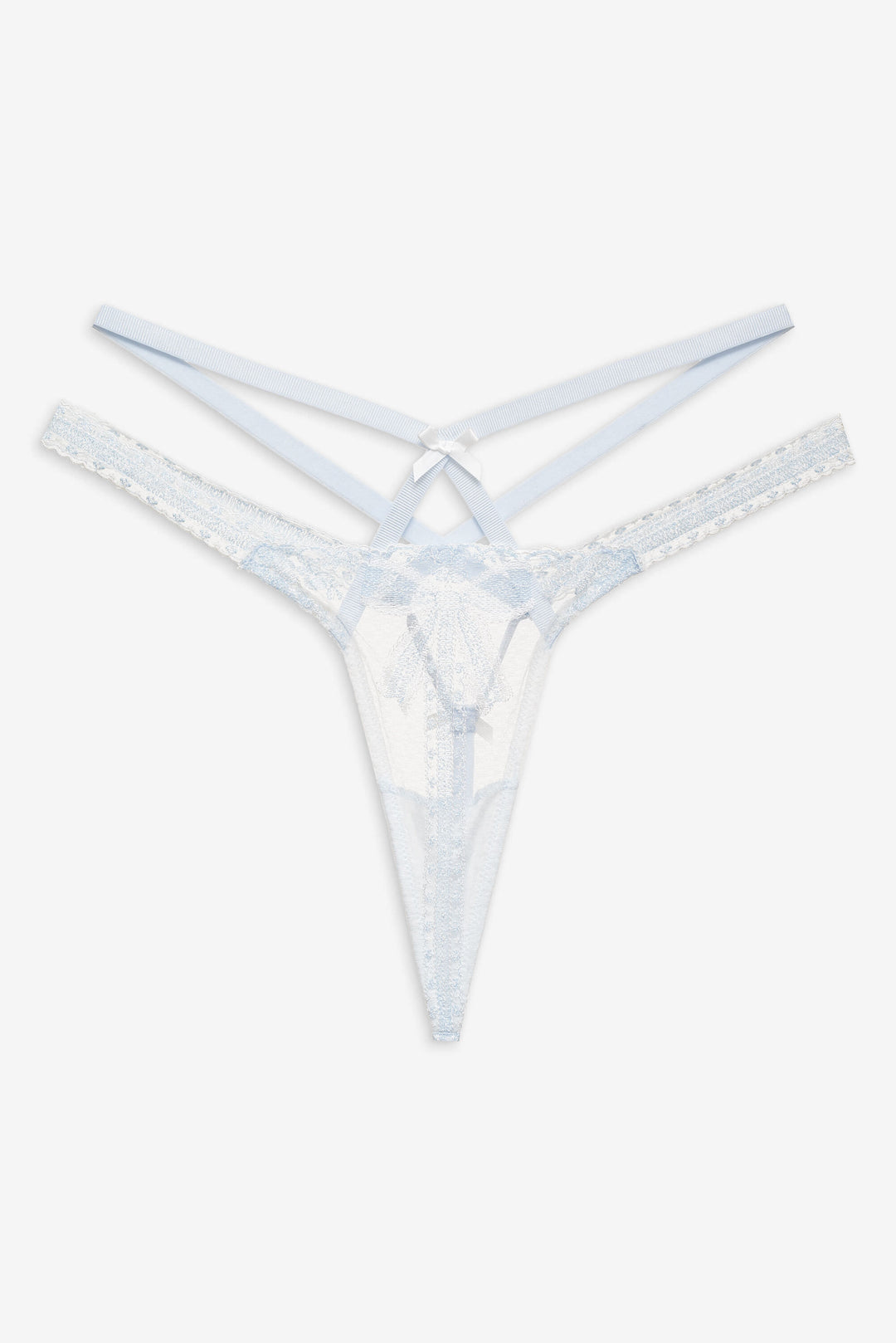 For Love and Lemons - Blair Bow Thong Panty - Blue