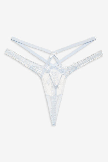 For Love and Lemons - Blair Bow Thong Panty - Blue