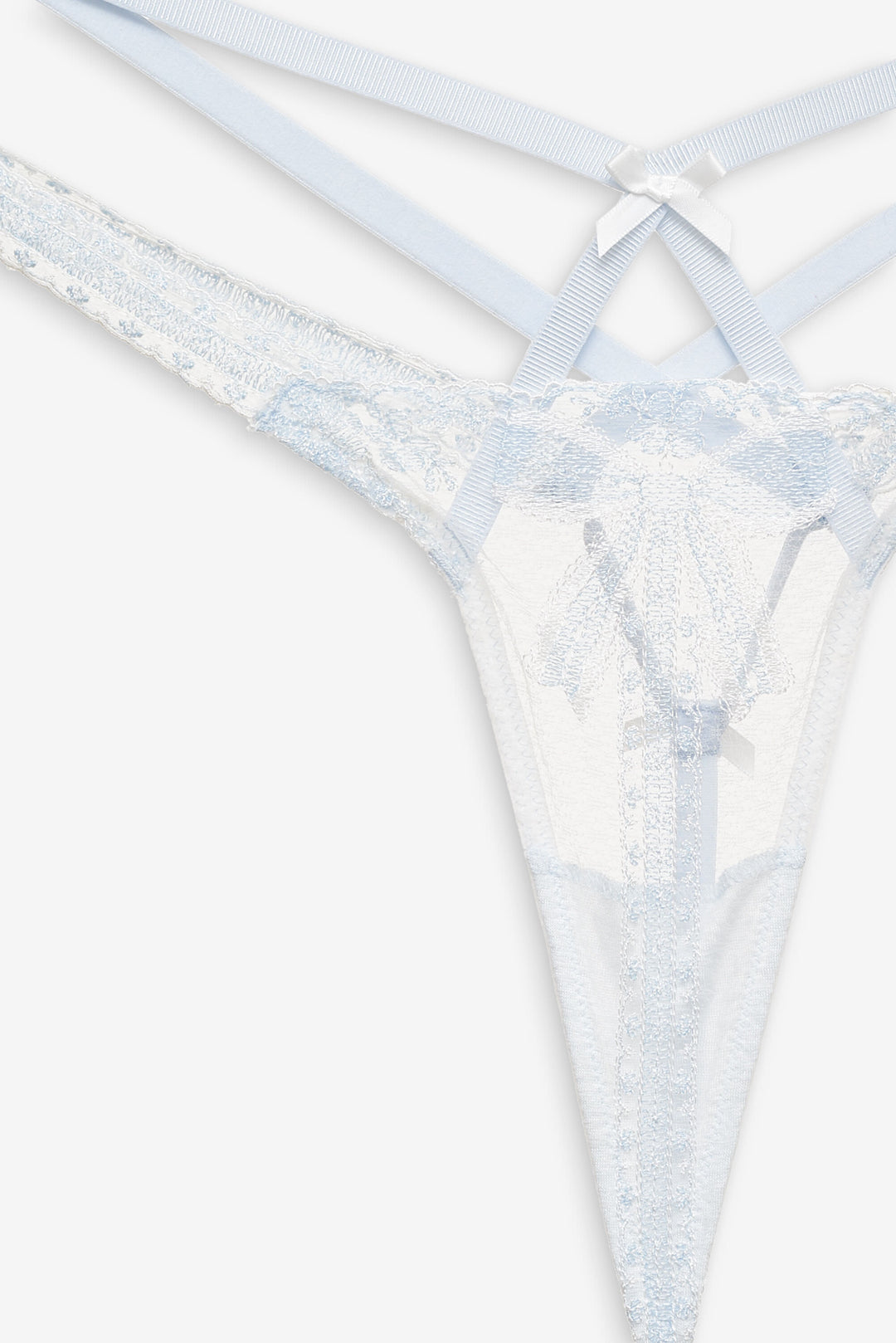 For Love and Lemons - Blair Bow Thong Panty - Blue