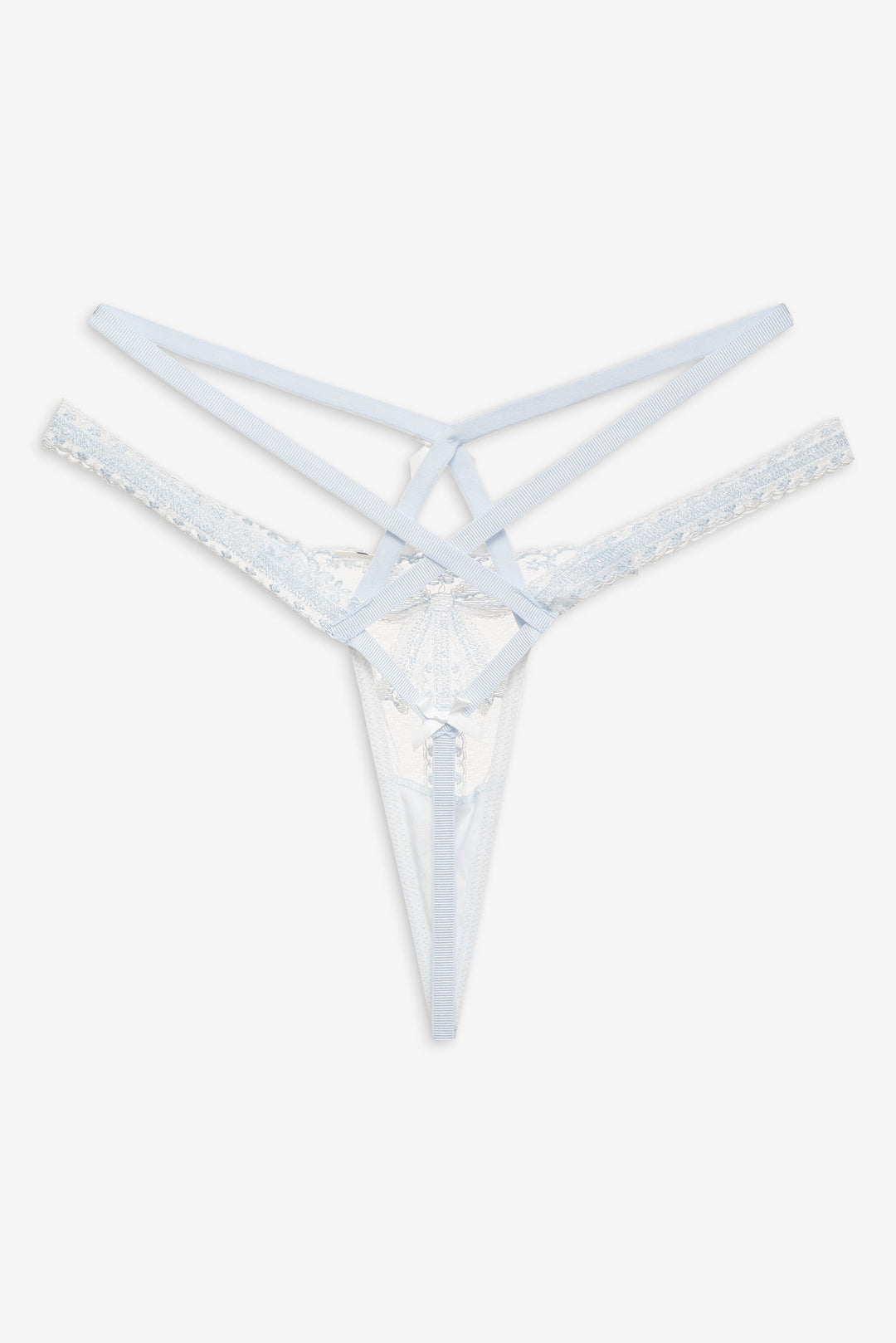 For Love and Lemons - Blair Bow Thong Panty - Blue