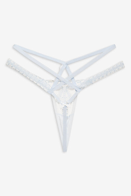 For Love and Lemons - Blair Bow Thong Panty - Blue