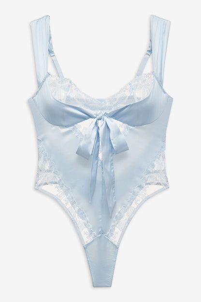 For Love and Lemons - Blair Bow Bodysuit - Blue