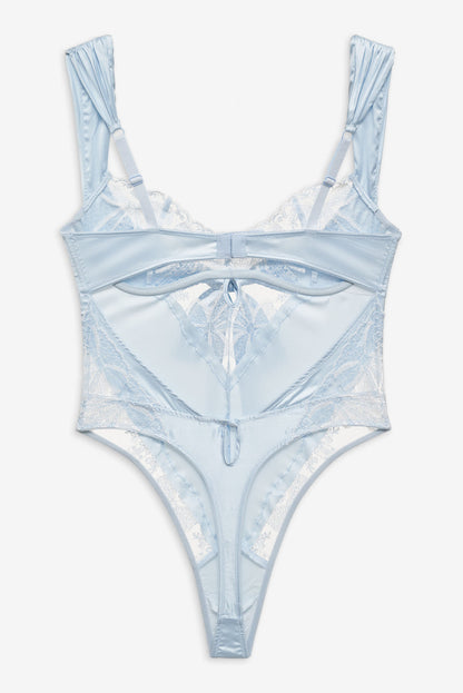 For Love and Lemons - Blair Bow Bodysuit - Blue