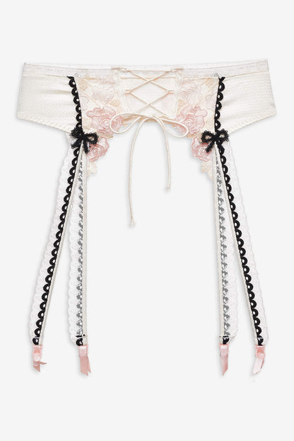 For Love and Lemons - Evie Floral Garter Belt - Cream