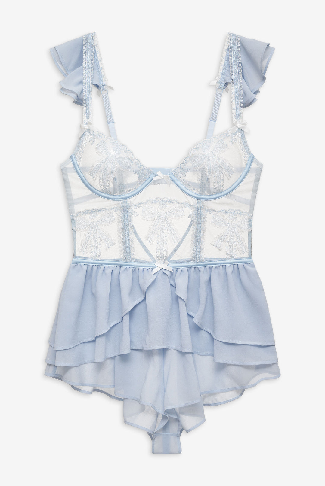 For Love and Lemons - Blair Bow Romper - Blue