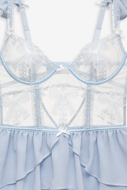 For Love and Lemons - Blair Bow Romper - Blue