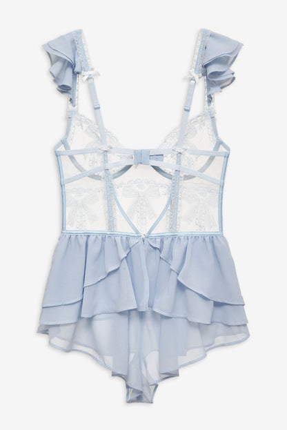 For Love and Lemons - Blair Bow Romper - Blue
