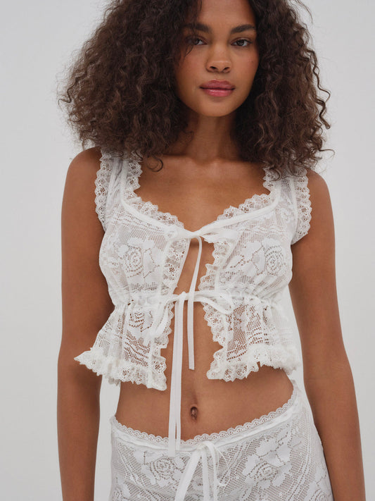 For Love and Lemons - Antique Store Lace Top - White