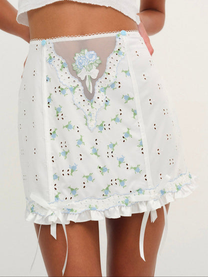 For Love and Lemons - Budding Blossom Garter Skirt - White