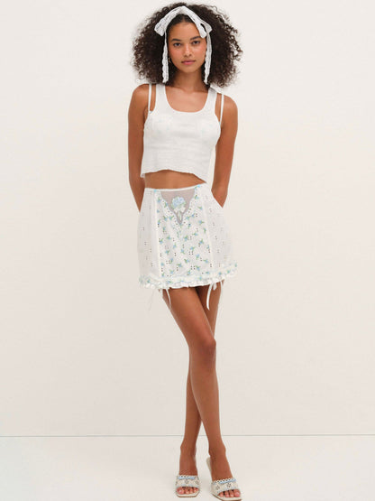 For Love and Lemons - Budding Blossom Garter Skirt - White
