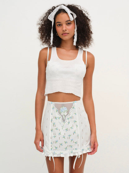 For Love and Lemons - Budding Blossom Garter Skirt - White