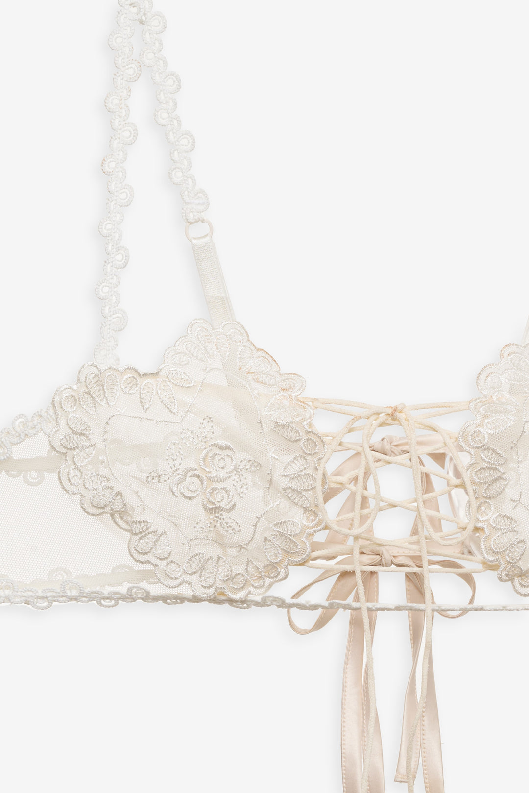 For Love and Lemons - Vintage Embroidery Bra - White