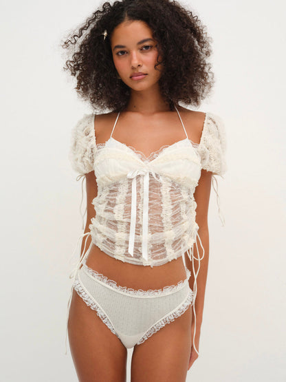 For Love and Lemons - Romy Cheeky Panty - White