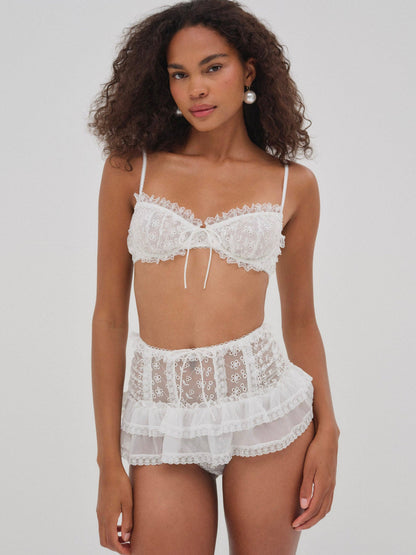 For Love and Lemons - Layer Cake Chiffon Underwire Bra - White