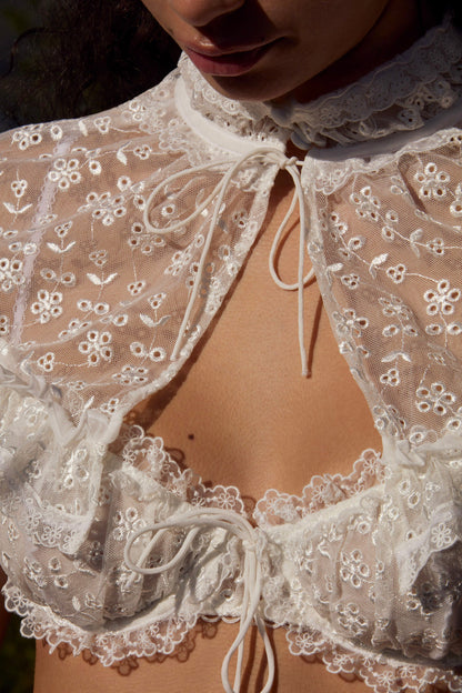 For Love and Lemons - Layer Cake Chiffon Underwire Bra - White
