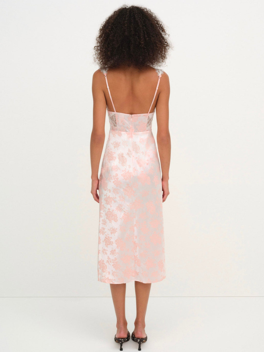 For Love and Lemons - Audrey Jacquard Midi Slip - Peach