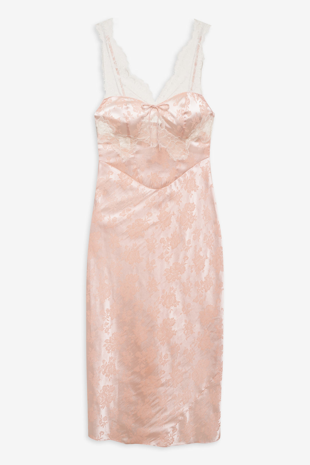 For Love and Lemons - Audrey Jacquard Midi Slip - Peach