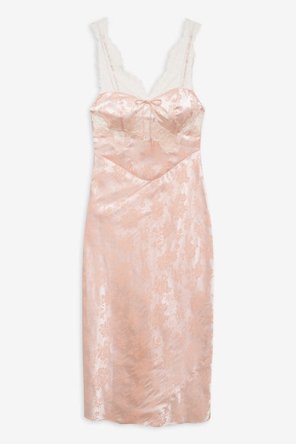 For Love and Lemons - Audrey Jacquard Midi Slip - Peach