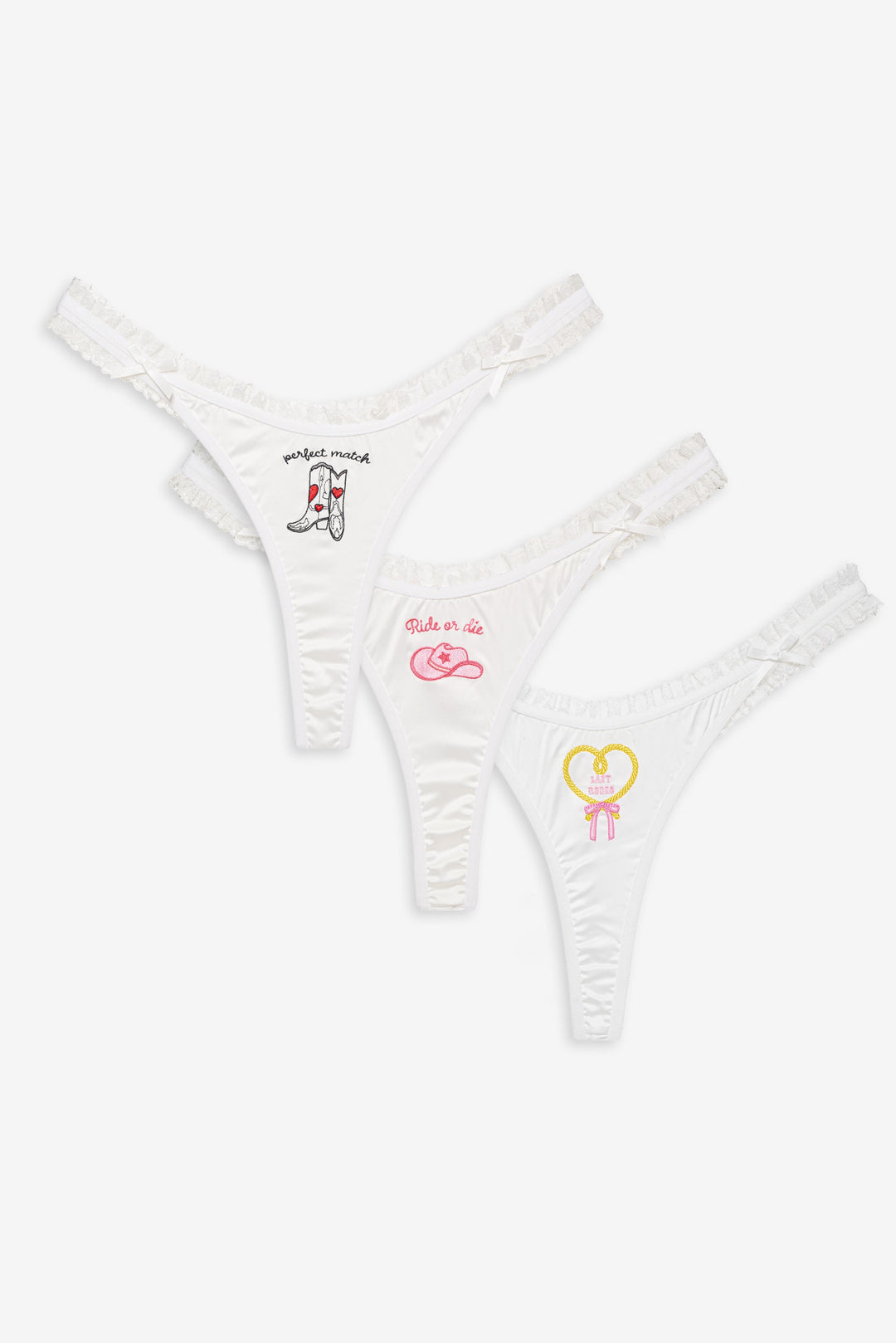 For Love and Lemons - Bachelorette Thong Panty Pack - White