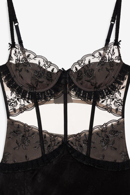 For Love and Lemons - Sonia Maxi Slip Dress - Black