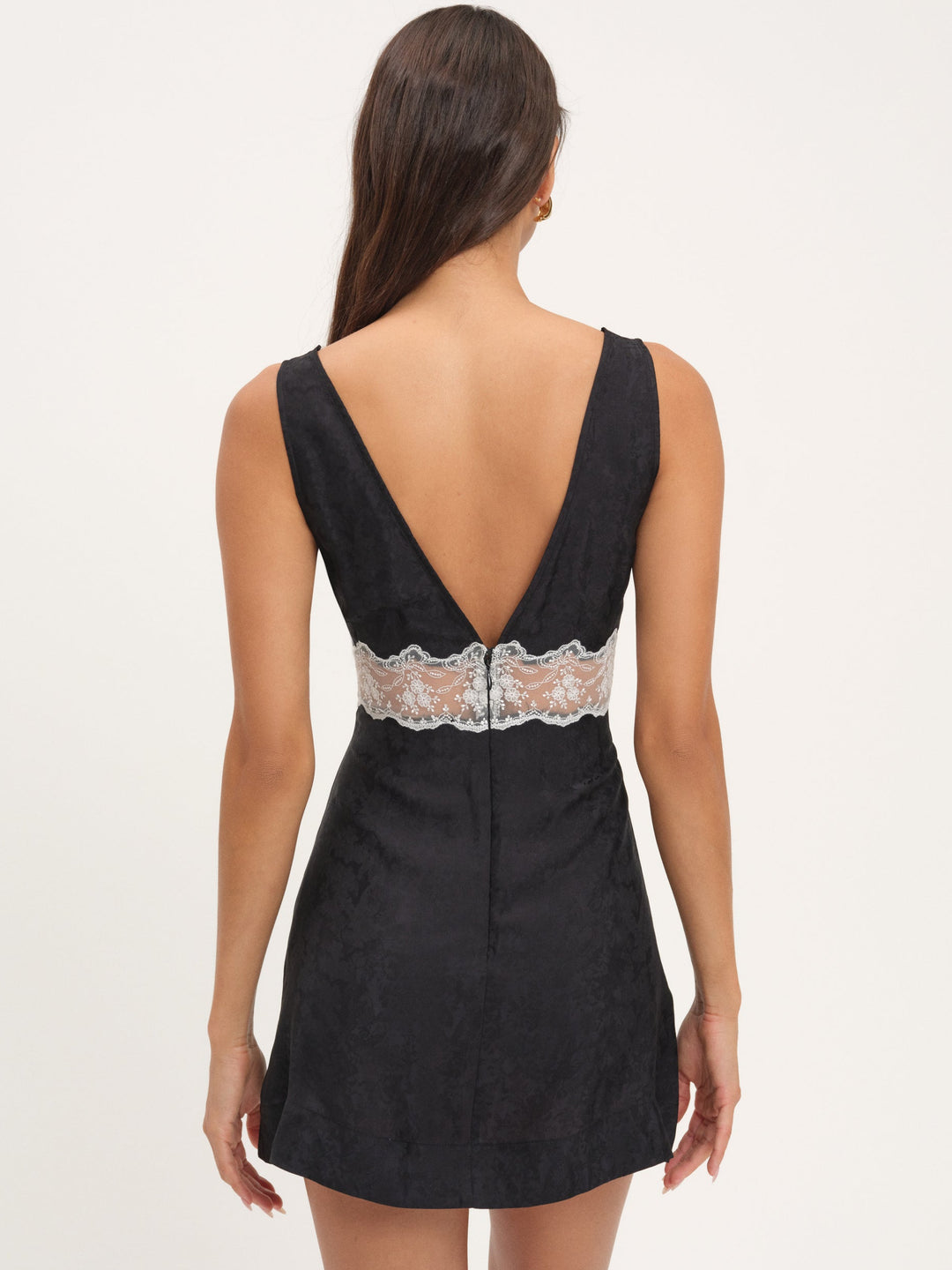 For Love and Lemons Bluebird Jacquard Mini Slip Dress - Black
