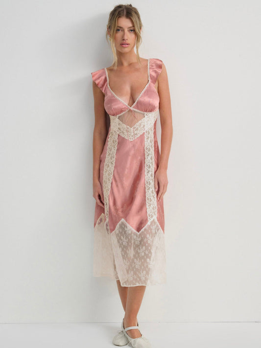 For Love and Lemons - Juliet Midi Slip Dress - Terracotta