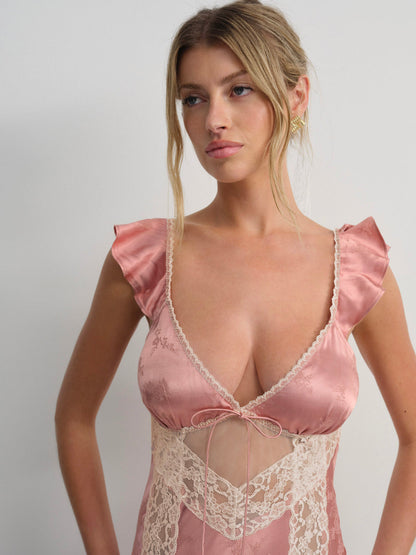 For Love and Lemons - Juliet Midi Slip Dress - Terracotta