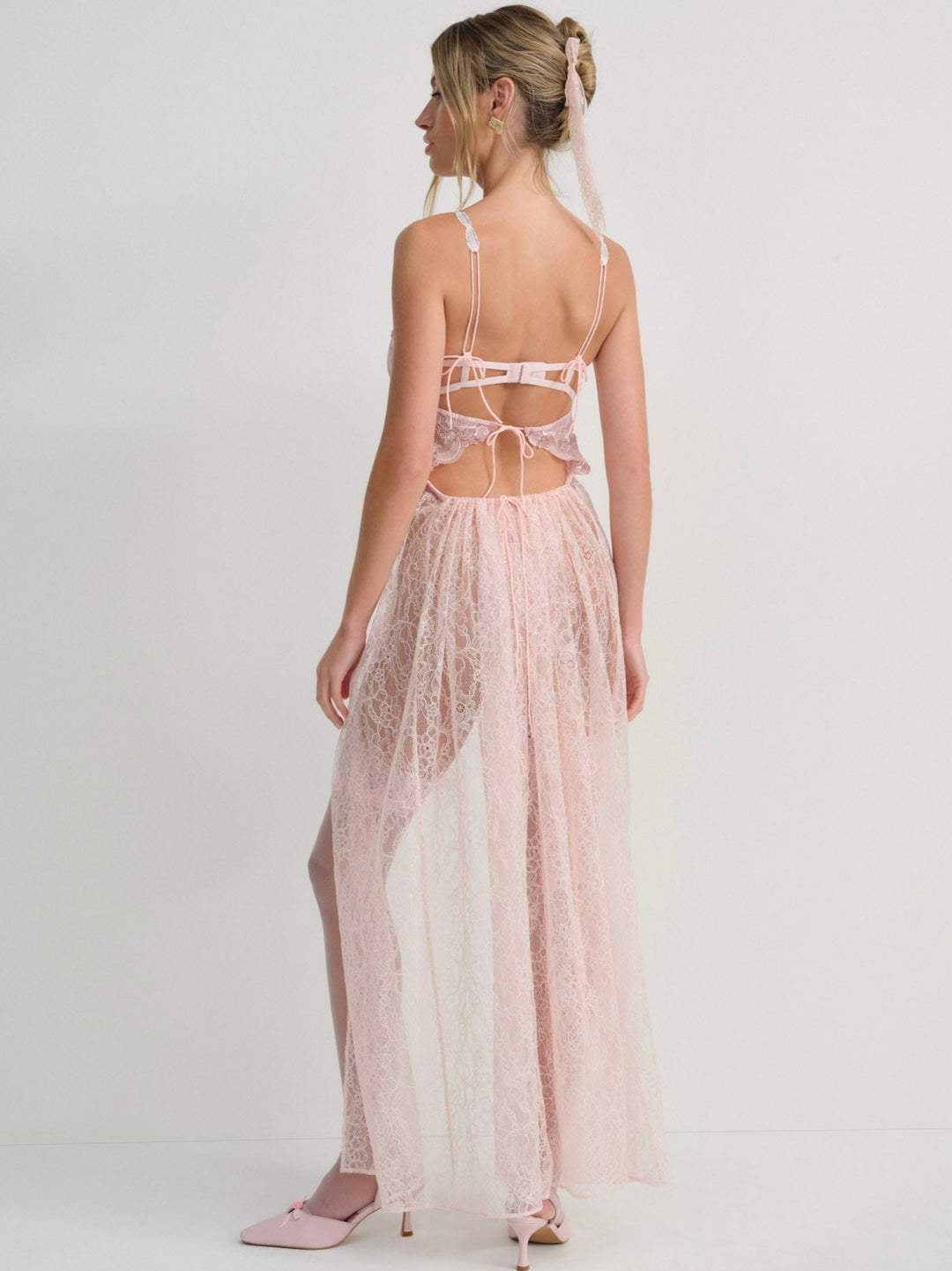 For Love and Lemons - Camilla Maxi Slip Dress - Pink