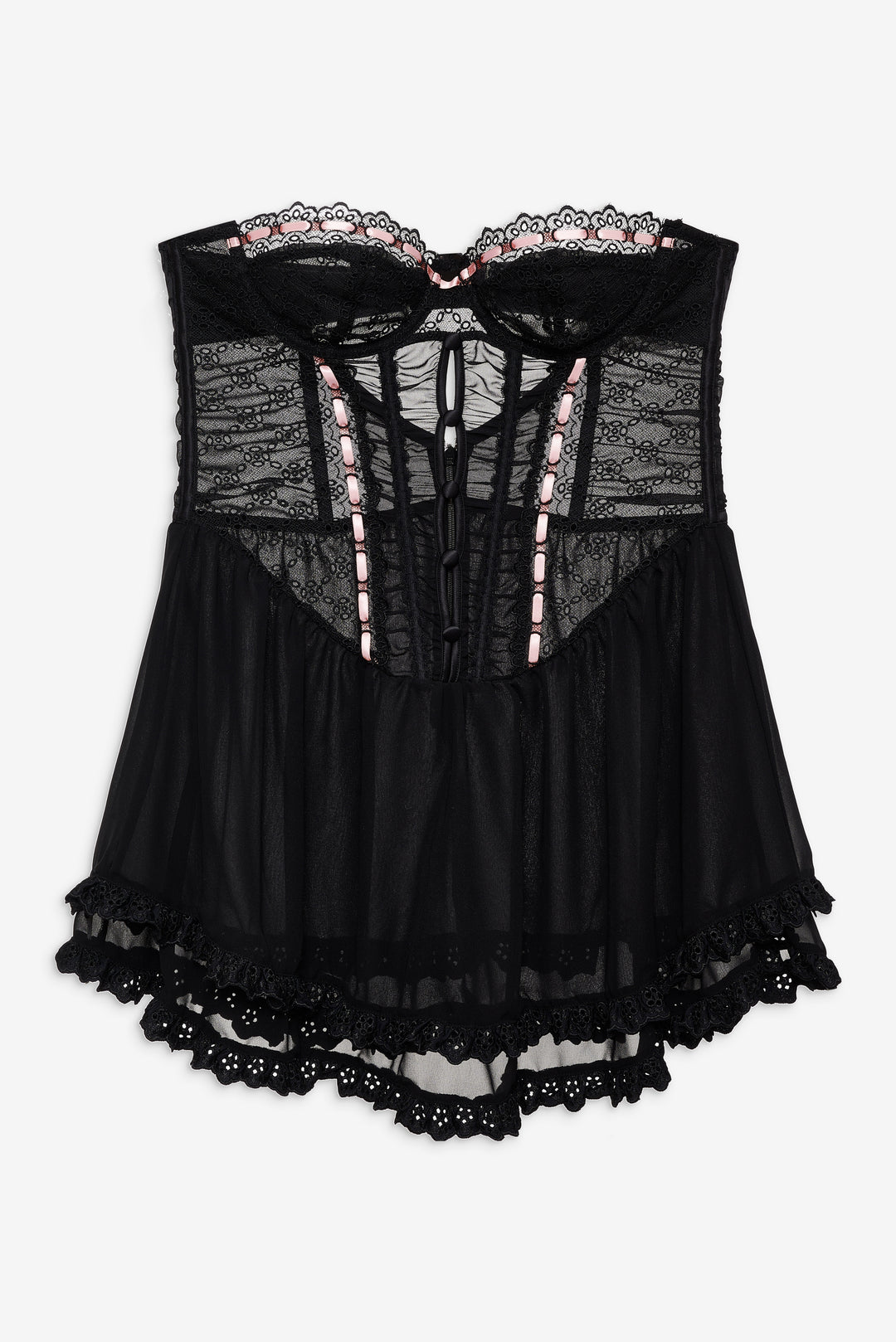 For Love and Lemons - Elena Eyelet Slip Dress - Black