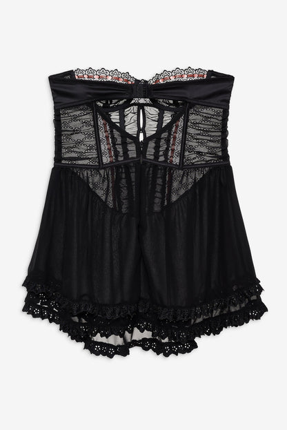 For Love and Lemons - Elena Eyelet Slip Dress - Black