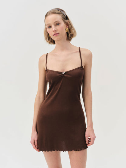 For Love and Lemons - Elliana Slip Dress - Chocolate