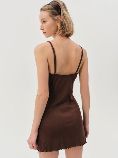 For Love and Lemons - Elliana Slip Dress - Chocolate