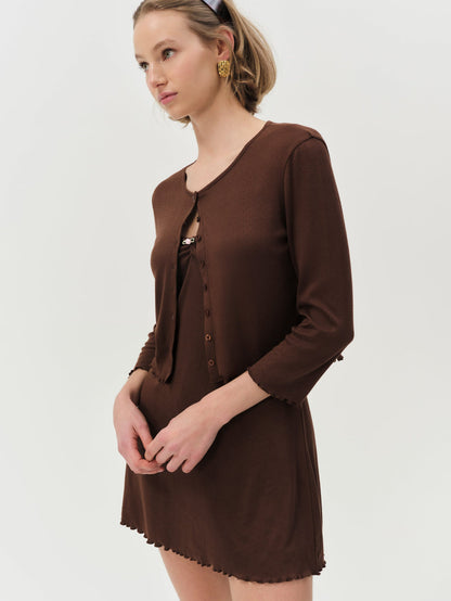For Love and Lemons - Elliana Slip Dress - Chocolate
