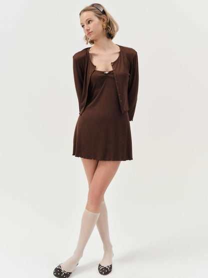 For Love and Lemons - Elliana Slip Dress - Chocolate