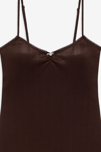 For Love and Lemons - Elliana Slip Dress - Chocolate