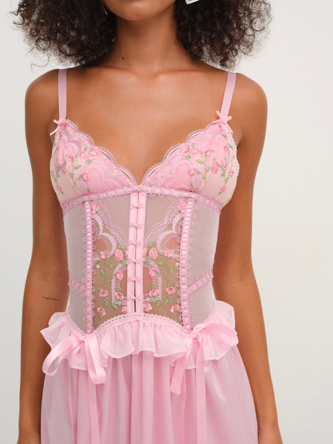 For Love and Lemons - Ily Embroidered Slip Dress - Pink