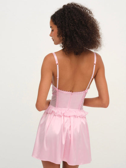 For Love and Lemons - Ily Embroidered Slip Dress - Pink