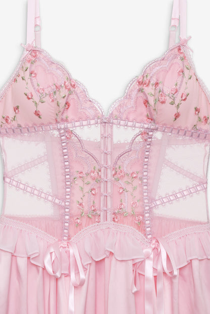 For Love and Lemons - Ily Embroidered Slip Dress - Pink