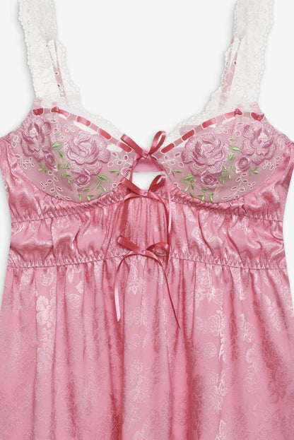 For Love and Lemons - Rose Milk Eyelet Slip Dress - Pink