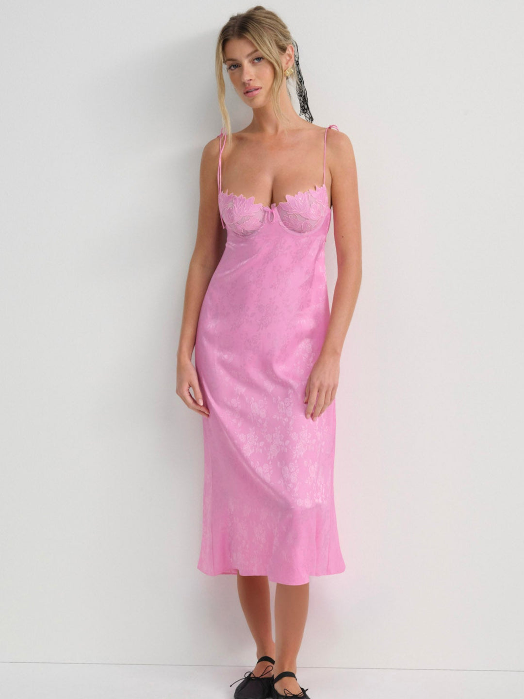 For Love and Lemons - Maye Embroidered Slip Dress - Pink