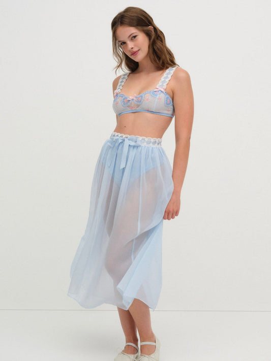 For Love and Lemons - Dainty Doily Midi Skirt - Blue