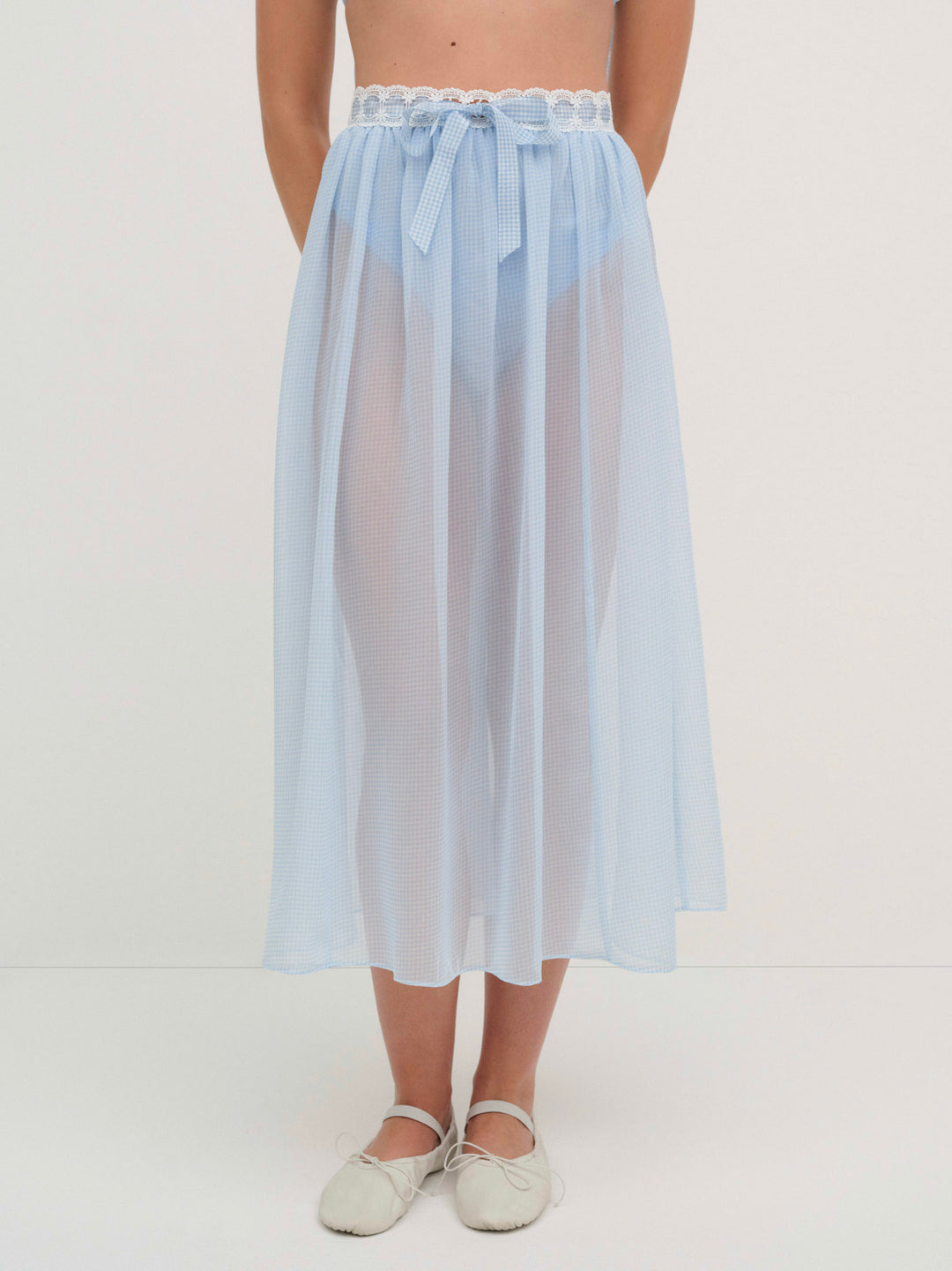 For Love and Lemons - Dainty Doily Midi Skirt - Blue