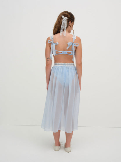 For Love and Lemons - Dainty Doily Midi Skirt - Blue