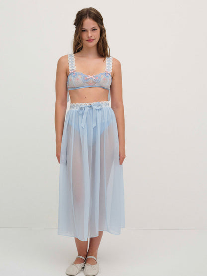 For Love and Lemons - Dainty Doily Midi Skirt - Blue