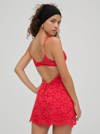 For Love and Lemons - Creamsicle Lace Slip Dress - Red