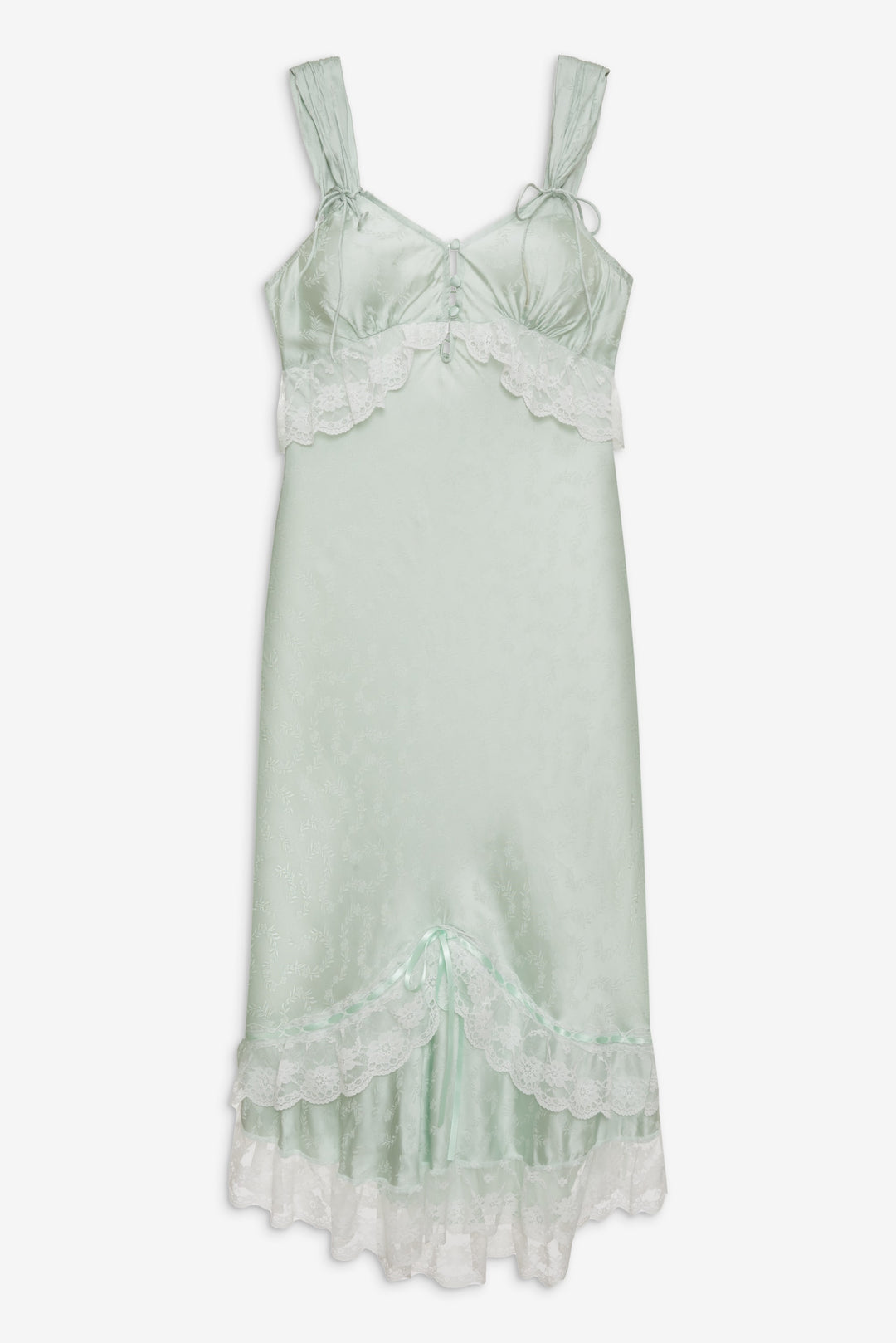 For Love and Lemons - Mint Twist Jacquard Midi Slip Dress - Mint