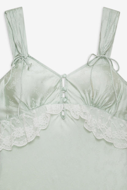 For Love and Lemons - Mint Twist Jacquard Midi Slip Dress - Mint